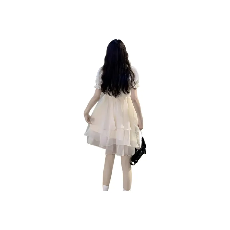 The Temptation Of The Muse Short Sleeved Dress Women's Apricot-0