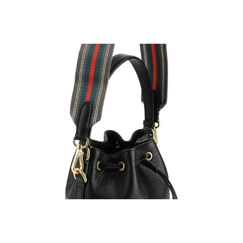 PRADA Calfskin Bucket Bag, One Shoulder Handbag Women's Black-6