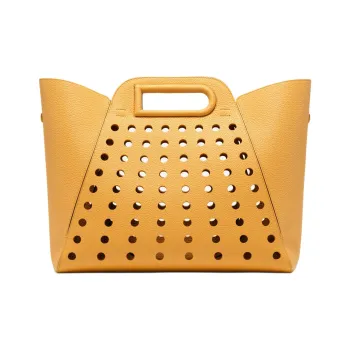Delvau Cow Leather Tote Bag, Shopping Bag, Handbag Women's Honey