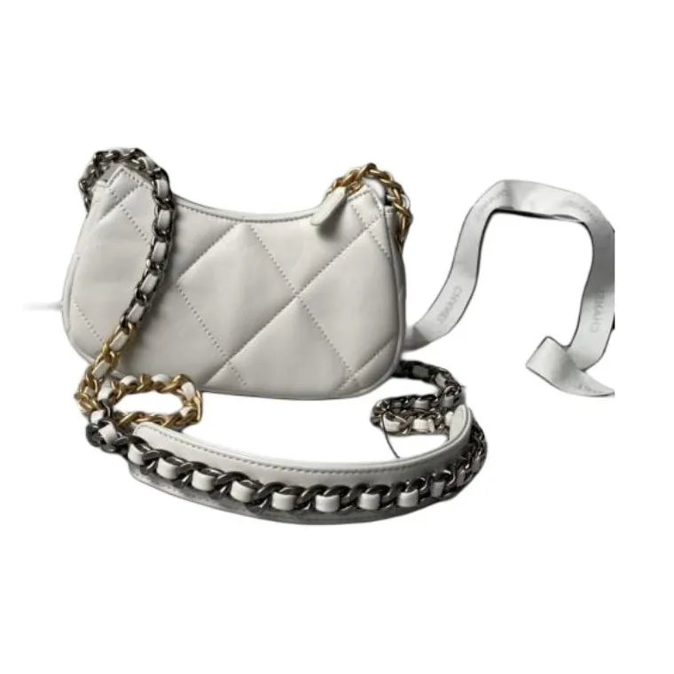 CHANEL 19Bag Sheepskin Crossbody Bag, Shoulder Bag Regular Women's White-1