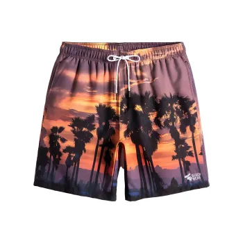 GAILANG Beach Shorts Men Sunset Coconut Tree