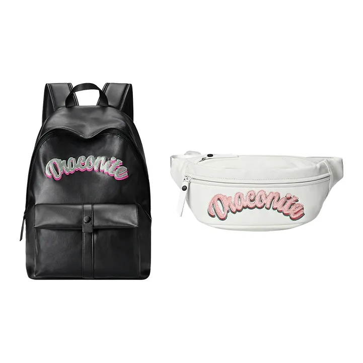 DRACONITE PU Student Backpack Regular Unisex Black-41
