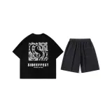 Set (Black Top+Denim Black Shorts)