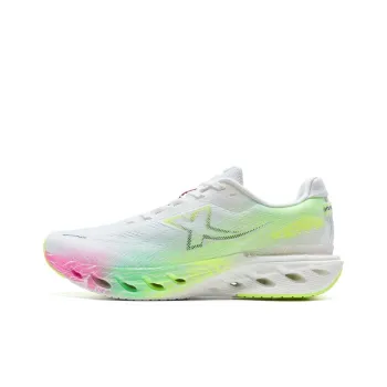 XTEP Cushioning Spin 12 Running Shoes Men Low Top Classic White, Fluorescent Light Yellow Green