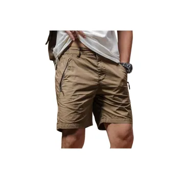 Seasonal Words Casual Shorts Men's Khaki