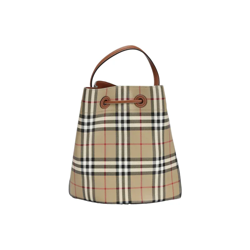 Burberry Polyurethane Bucket Bags Handbags Small Size Women's Beige & Black-2