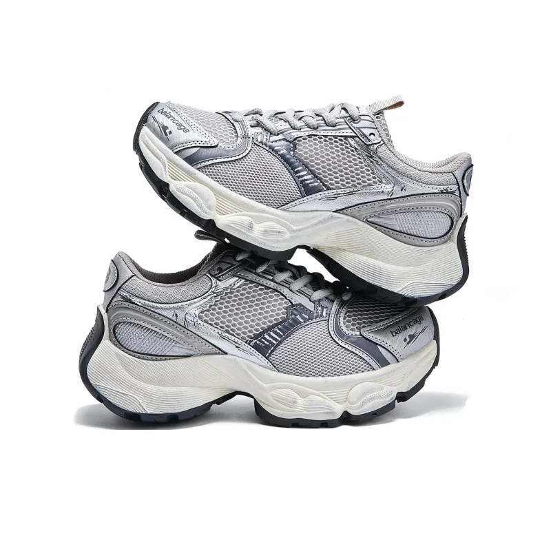 La Chapelle Slip Resistant, Abrasion Resistant, Lightweight Low Top Chunky Sneakers Women's Gray-3