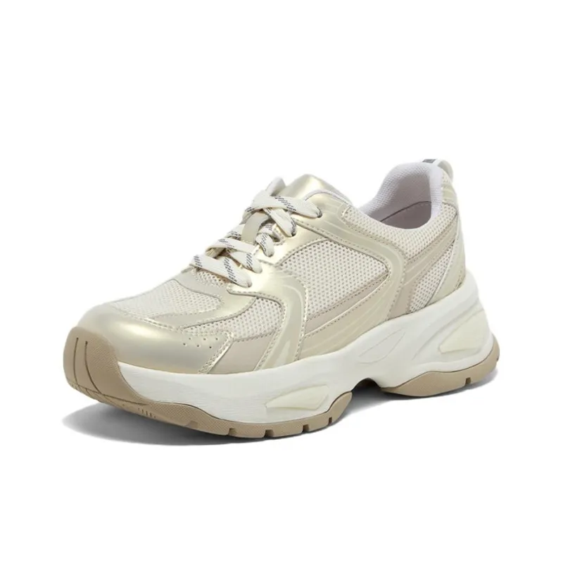 Hush Puppies SPORT Collection Cushioning Low Top Chunky Sneakers Women's Gold-1