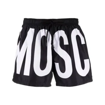 MOSCHINO Logo Print Drawstring Swim Trunks