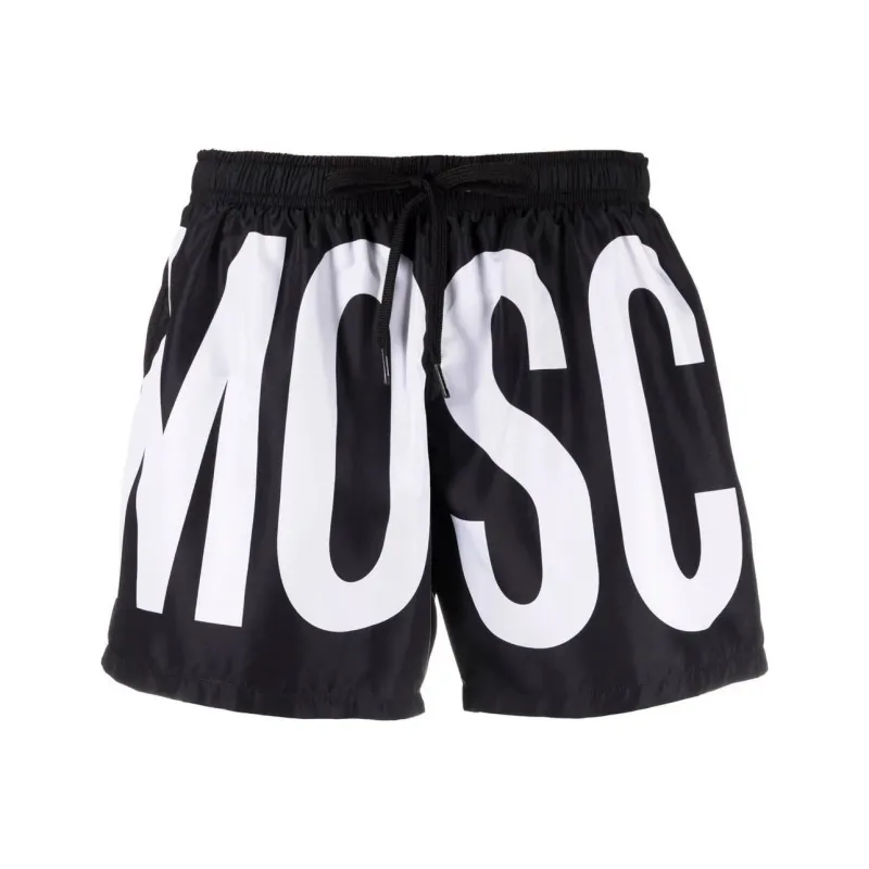 MOSCHINO Logo Print Drawstring Swim Trunks-0