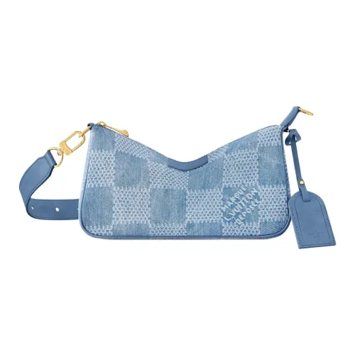 LOUIS VUITTON Pochette Accessories Denim Coin Purse, Shoulder Bag Extra Large Men's Blue