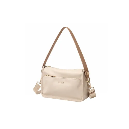 POLO Fabric Shoulder Bag, Crossbody Bag Women's Milk Tea Apricot/Classic Black