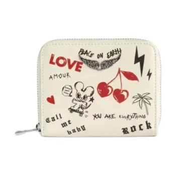 Zadig & Voltaire Cow Leather Wallet Mini Women's Beige