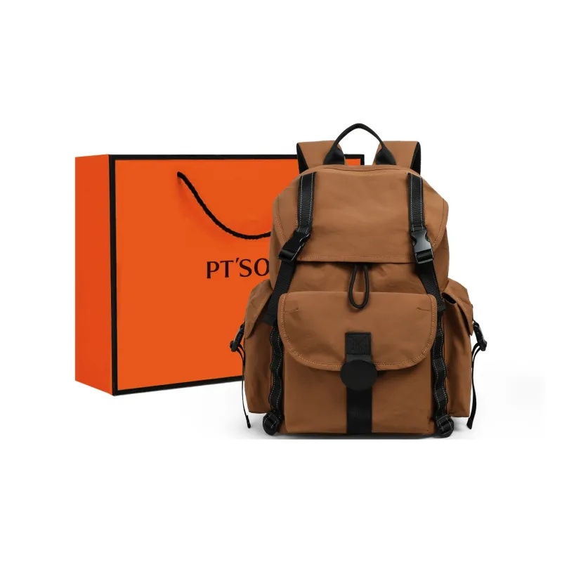 PT'SON Fabric Backpack Regular Unisex Rock Brown-0