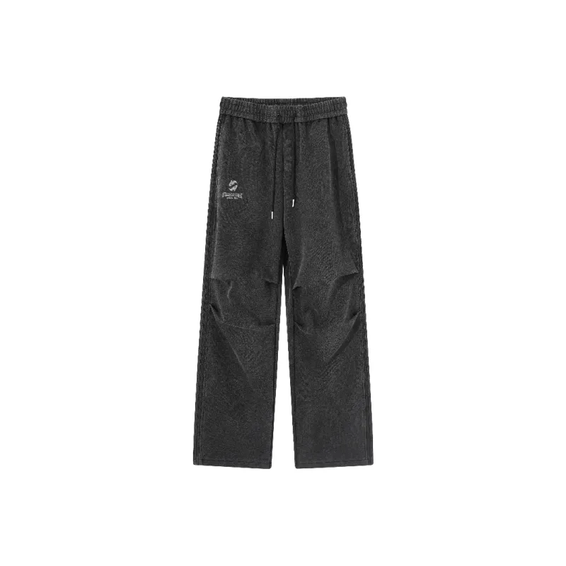 FAIRWHALE Knitted Sweatpants Unisex Washed Black-1