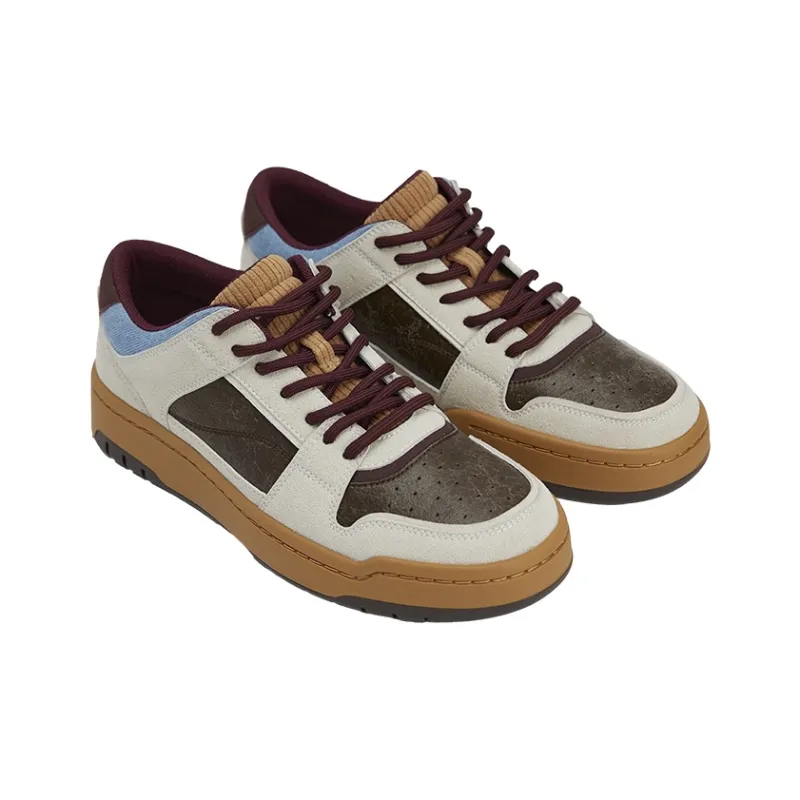 URBAN REVIVO Low Top Casual Shoes Men's Coffee Brown-1
