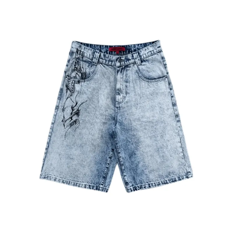 Jaded London Denim Shorts Unisex Light Blue-0