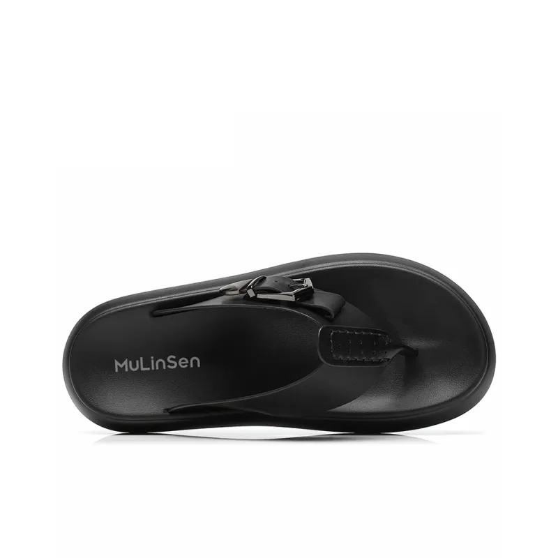 Mulinsen Abrasion Resistant Slip Resistant Flip Flops Men's Black-2