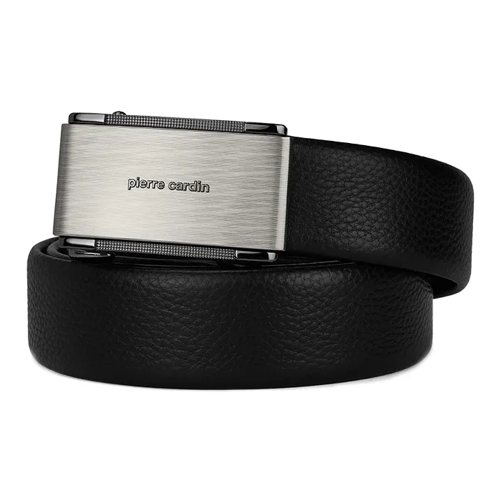 PIERRE CARDIN Top Grain Cow Leather Belts Men's Black 3.5cm-5