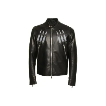 Valentino Leather Jackets Men Black