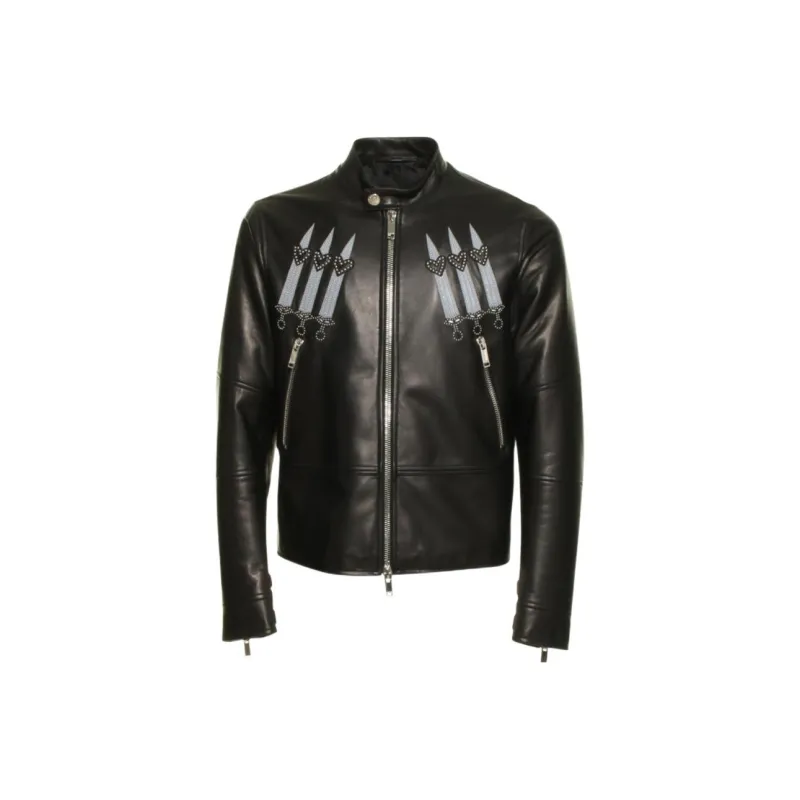 Valentino Leather Jacket Men's Black-0