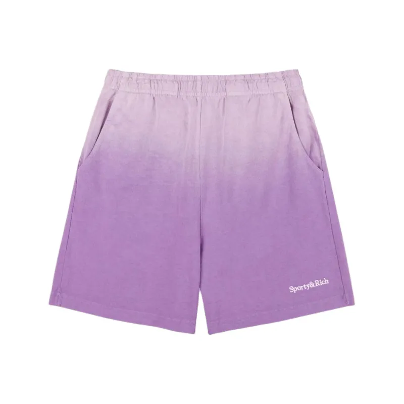 SPORTY & RICH Gradient effect Cotton Track Shorts-0