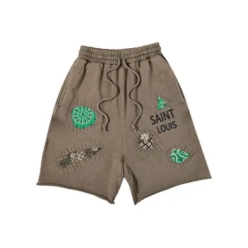 SSSAINT LOUIS Casual Shorts Unisex Olive Green