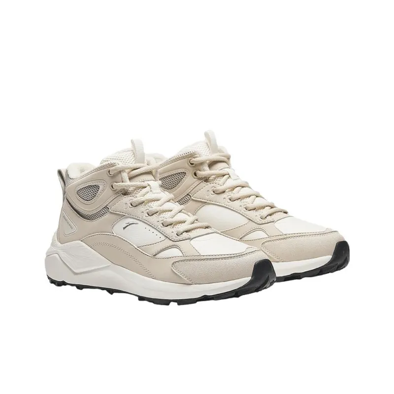 Anta Life Collection Slip-Resistant Warm High-Top Casual Shoes Women's Beige Khaki-3