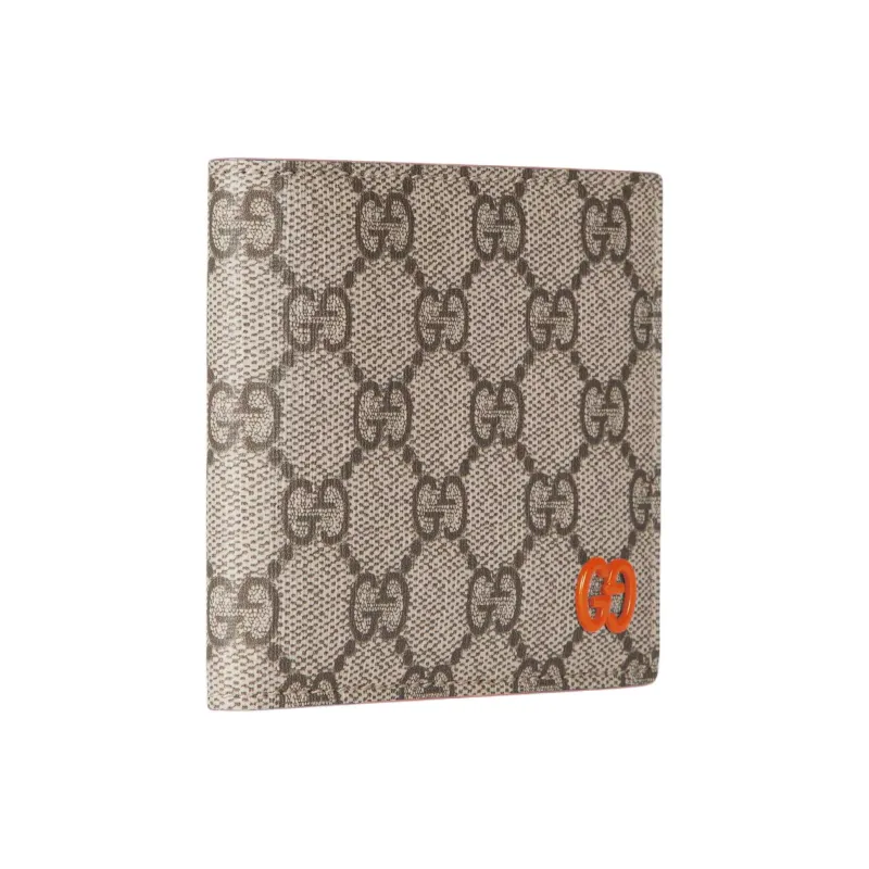 GUCCI GG Supreme Canvas Wallet Men's Beige & Dark Brown-1