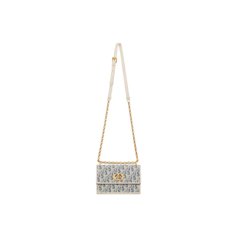 DIOR Miss Caro Cotton Crossbody Bag, Shoulder Bag Mini Women's Blue & White-1