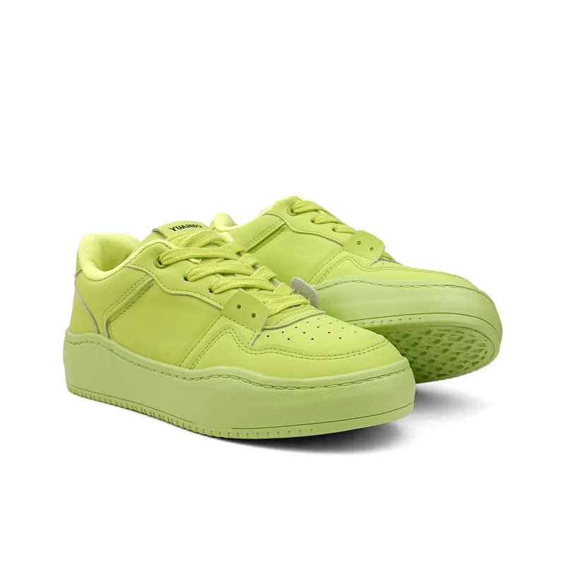 Mengsai Wear-resistant And Lightweight Low-Top Skateboard Shoes Women's Neon Green-3