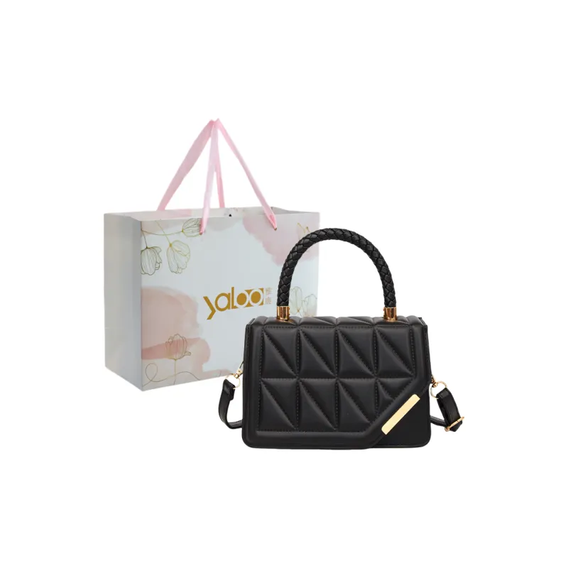 Yalu PU Crossbody One Shoulder Handbag Women's Black/Ecru/Rose Red/Khaki-0
