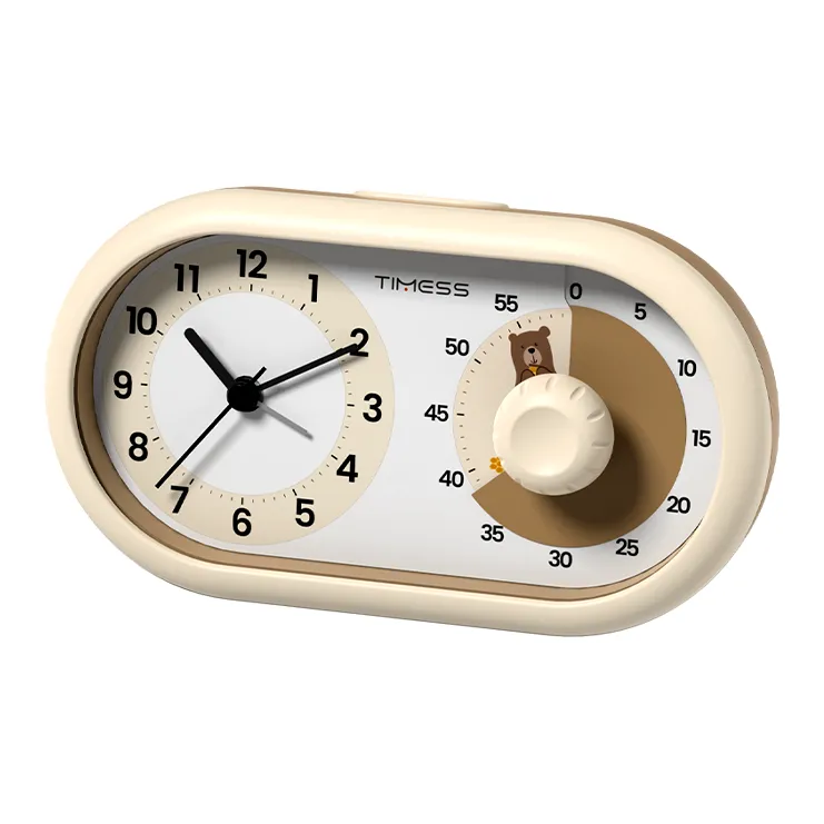 TIMESS Silent Movement Plastic Alarm Clock Unisex White-2