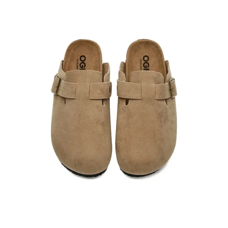 OUGLEMEN Cork Sole Abrasion Resistant Slip Resistant Closed Toe Slippers Unisex-15