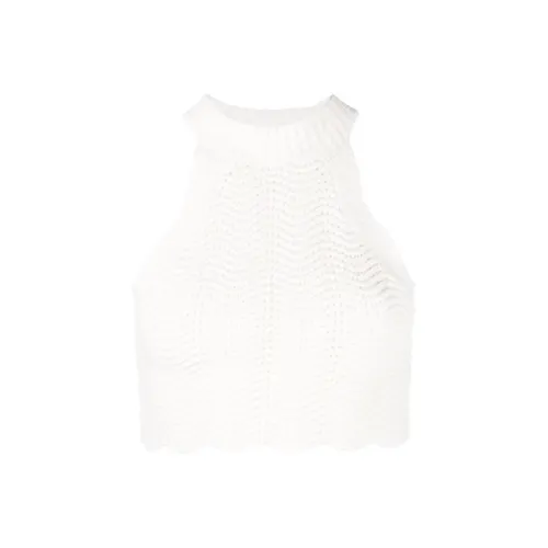 CASABLANCA Wavy Knit Sleeveless Crop Top 'White'