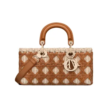 DIOR Lady D Joy Calfskin Lady Dior Bag, Shoulder Bag, Crossbody Bag, Handbag Medium Size Women's Beige & Brown