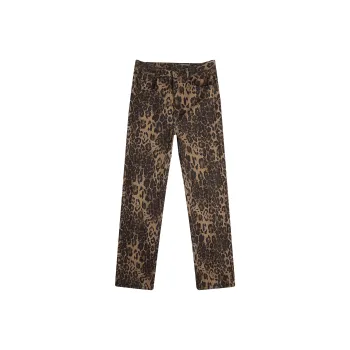 OTKSK Jeans Unisex Leopard Print