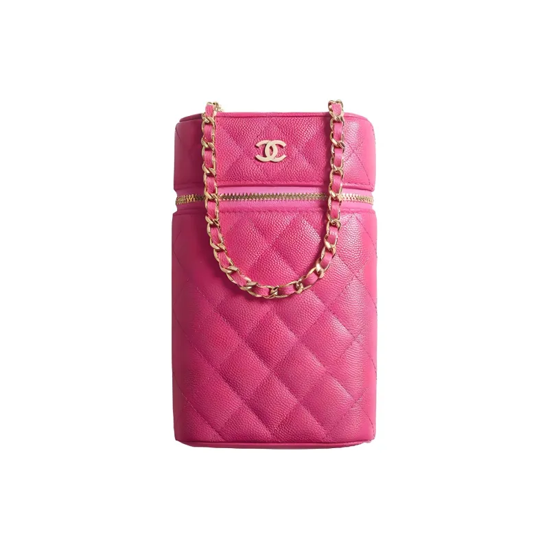 CHANEL Caviar Leather Shoulder Bag, Crossbody Bag, Clutch Trumpets Women's Pink-0