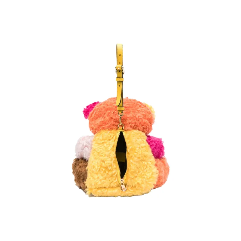 MOSCHINO Teddy Fabric Clutch Women's Orange & Yellow-2