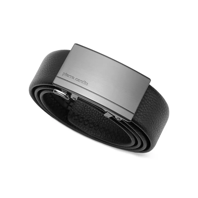 PIERRE CARDIN Top Grain Cow Leather Belts Men's Black 3.5cm-3
