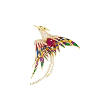KOYOOME S925 Silver With Cultured Ruby Brooches Unisex