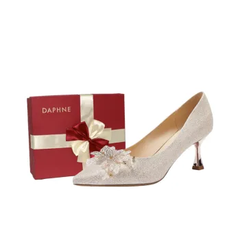 DAPHNE Wedding Shoes Collection Block Heel High Heels Women's Champagne Gold