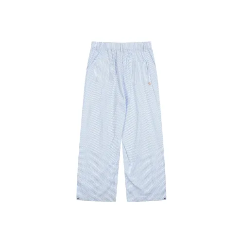 MostwantedLab Casual Pants Unisex White Base Light Blue Stripes