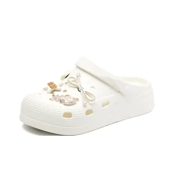 La Chapelle Cloud Milk White Sandal, Cute Buckle, Lightweight Platform Clogs Women's White