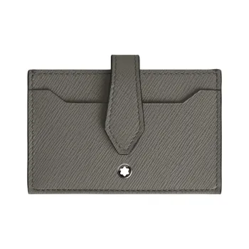 MONTBLANC Full Grain Cow Leather Card Holder Men's Medium Gray