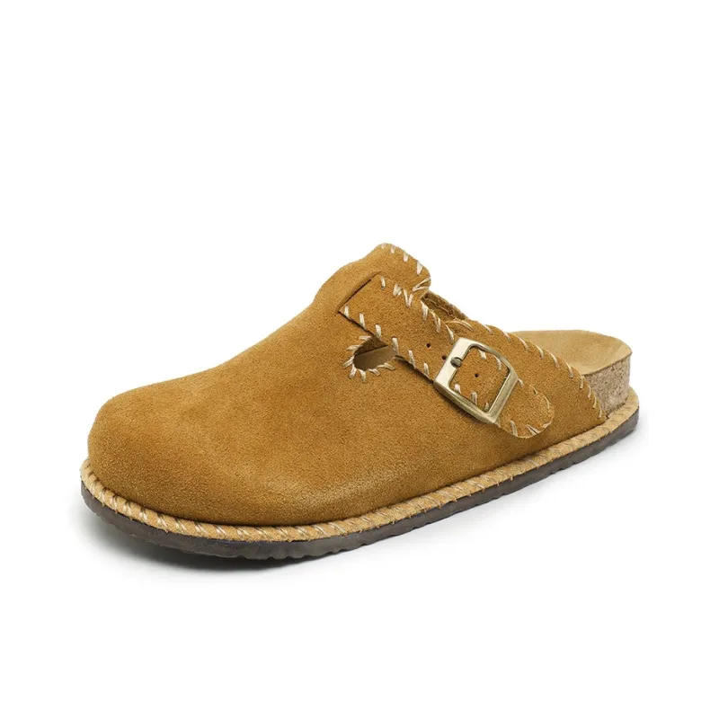 Mulinsen Cork Sole Abrasion Resistant Slip Resistant Closed Toe Slippers Unisex-7