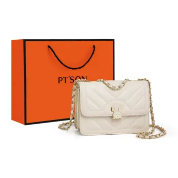 PT'SON Composite Material Small Square Bag Shoulder Bag, Crossbody Bag Regular Women's White