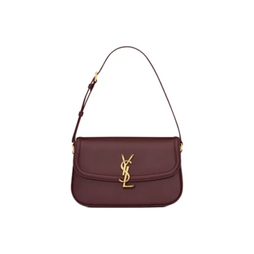 SAINT LAURENT SOLFERINO Cow Leather Shoulder Bag Medium Size Women's Cabernet Sauvignon Red