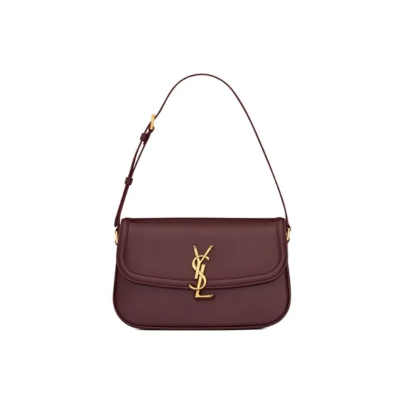 SAINT LAURENT SOLFERINO Cow Leather Shoulder Bag Medium Size Women's Cabernet Sauvignon Red-0