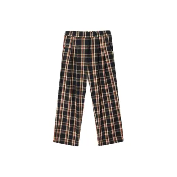 DANGEROUSPEOPLE Casual Pants Unisex Black Base Plaid